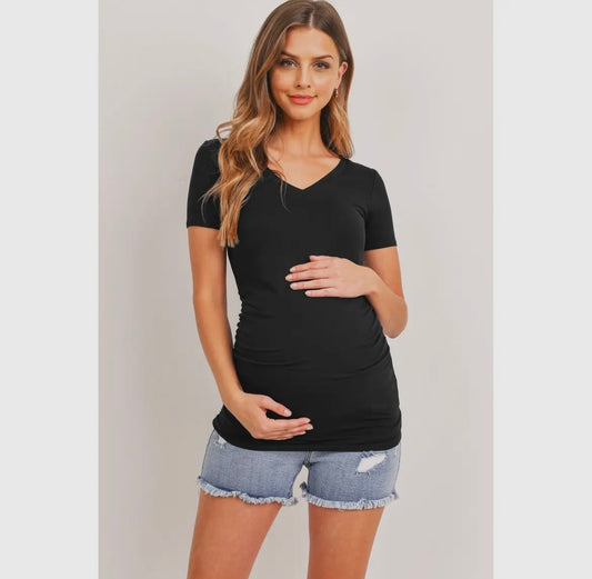 Black V-Neck Maternity Top