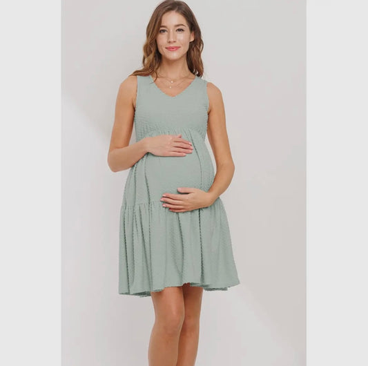 Textured Polka Dot Maternity Dress