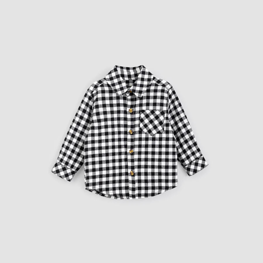 Black & White Flannel Button Down Shirt